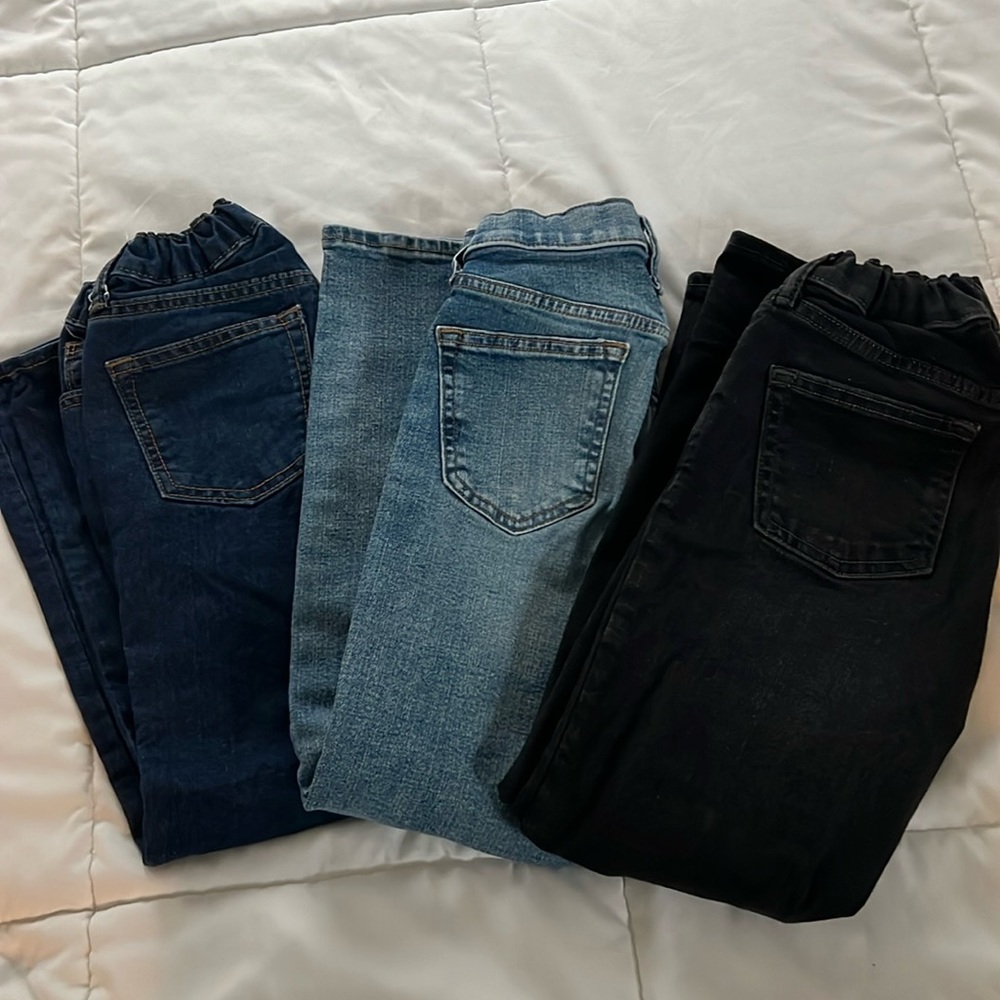 Three pairs Old Navy elastic waist jeans, boys size 8